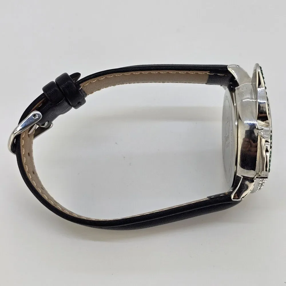 Off Park‎ Women's Watch Crystal Bling Butterfly New Black Leather Bands Battery